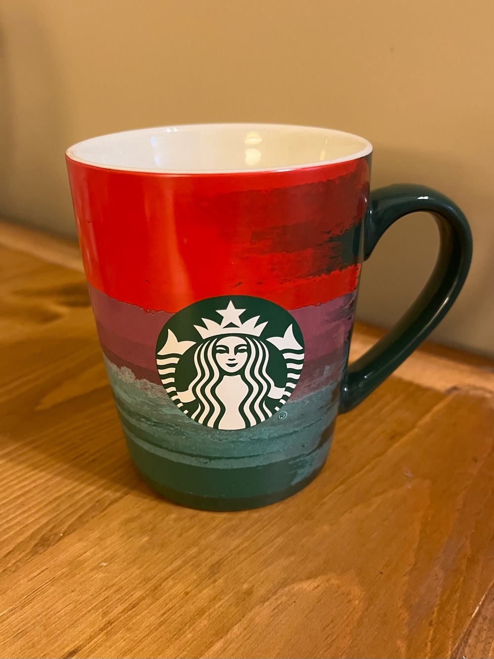 Starbucks 2021 brush design coffee mug red green ceramic mug 4”